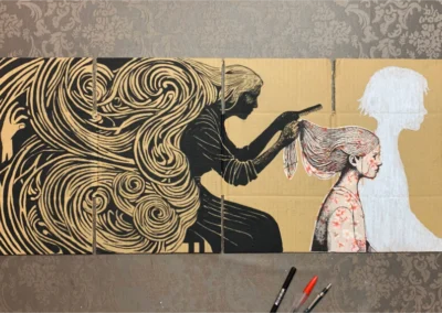 Ilustración en cartón – ¿Por que se cuece el niño en la polenta?